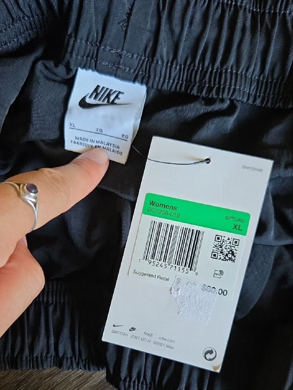 Nwt Nike Black High Rise Standard Fit Windbreaker Jogger Athletic Pant Xl